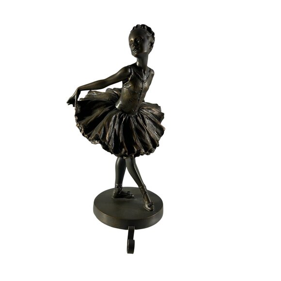 Ballerina Stocking Holder Faux Bronze Elegant Christmas Mantel Dancer Ballet - Picture 1 of 10